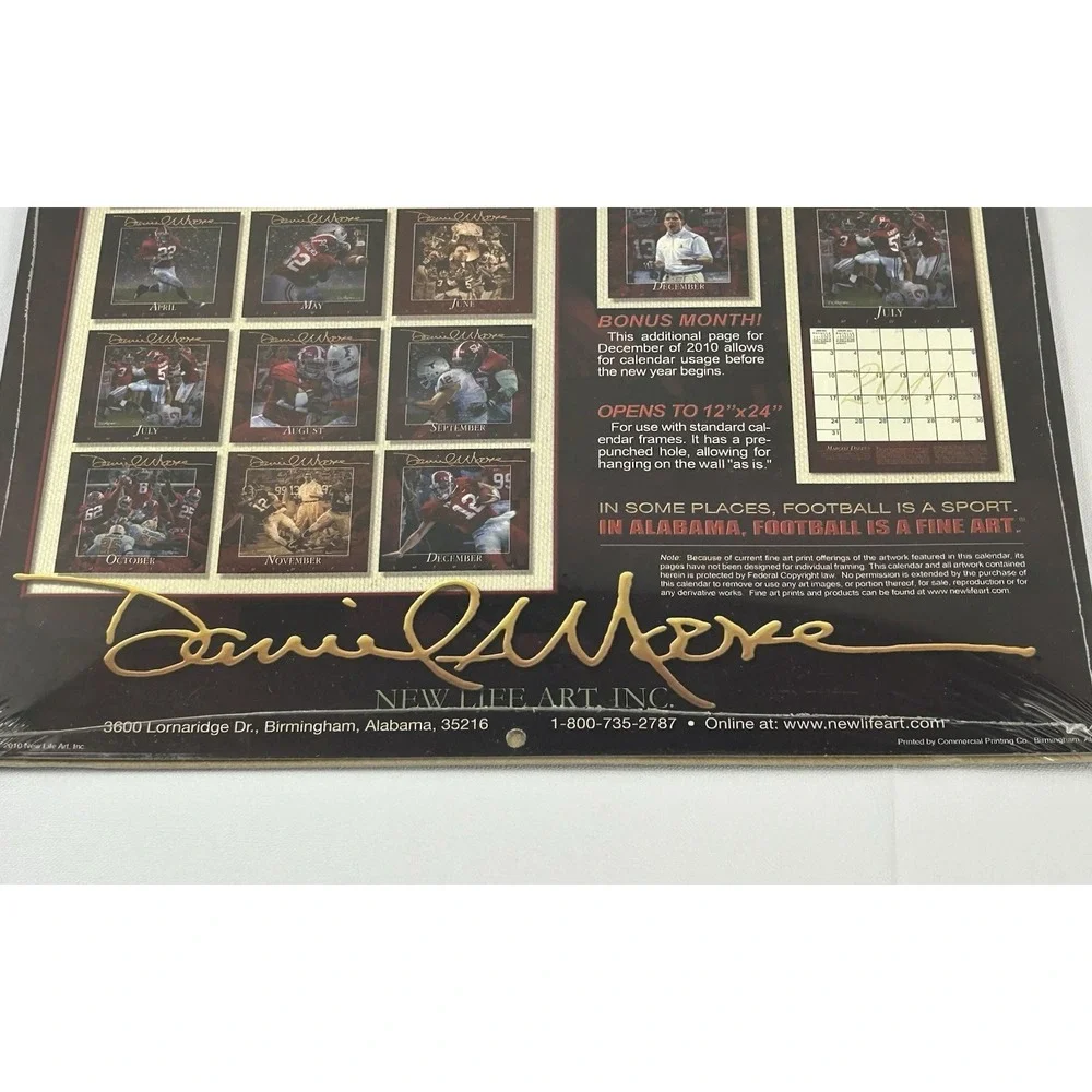 2011 Alabama Crimson & White Calendar Daniel Moore Art Football NEW Sealed